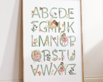 Fairy Alphabet Print, Fairy Nursery Wall Art, Fairy Nursery Decor, Fairy ABC, Fairy Alphabet, Fairy Nursery Print, Girls Room Wall Art