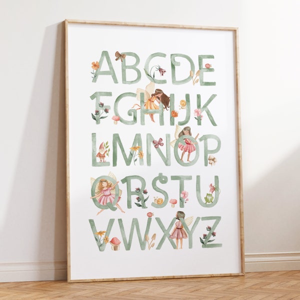Fairy Alphabet Print, Fairy Nursery Wall Art, Fairy Nursery Decor, Fairy ABC, Fairy Alphabet, Fairy Nursery Print, Girls Room Wall Art