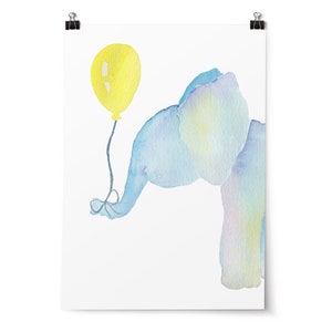 Elephant Nursery Print | Forest Animal Wall Art | Boys Woodland Nursery Decor | Nursery Print Set | Dream Big Bedroom Poster | Watercolour