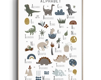 Dinosaur Alphabet Print, Nursery Wall Art, Dinosaur ABC, Dinosaur Poster, Dinosaur Nursery, Playroom Wall Art, Boys Room Print, Educational