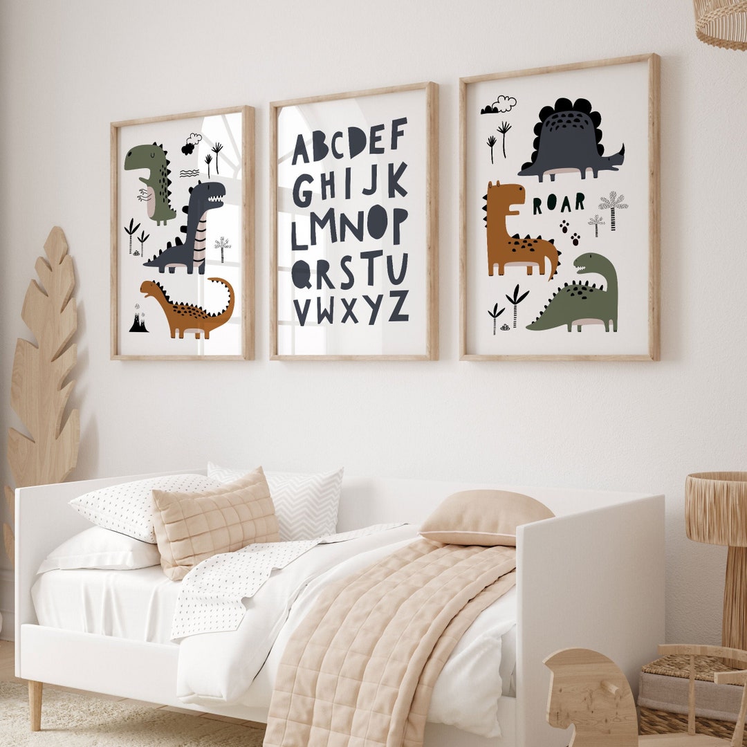 Dinosaur Nursery Prints, Alphabet Wall Art, Dinosaur Nursery Art ...