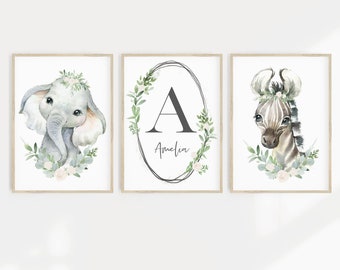 Nursery Wall Art, Set of 3,  Nursery Prints, Baby Girl Nursery, Safari, Animal, Woodland Nursery Decor, Animal Nursery Prints, Nursery Art