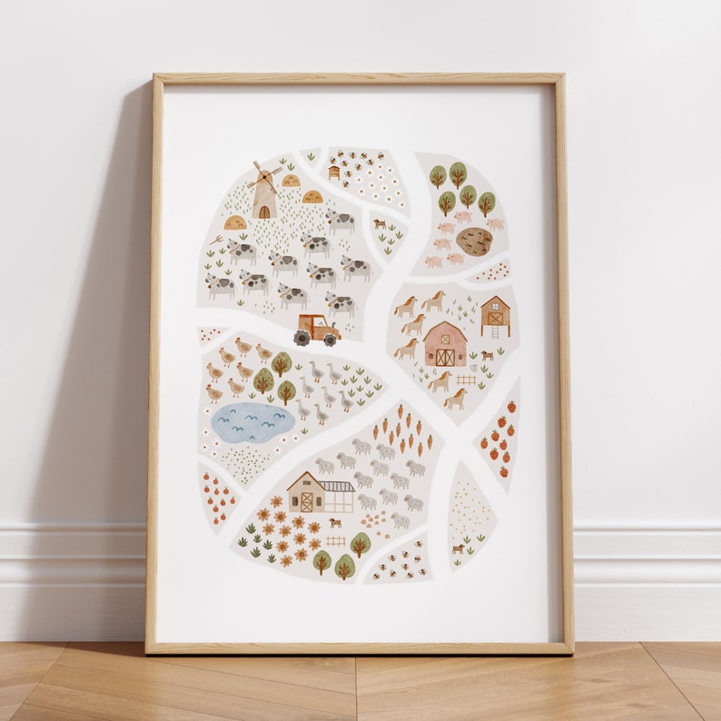 Nursery Prints, Nursery Wall Art, On The Farm Print Nursery Decor, Kids Wall Art