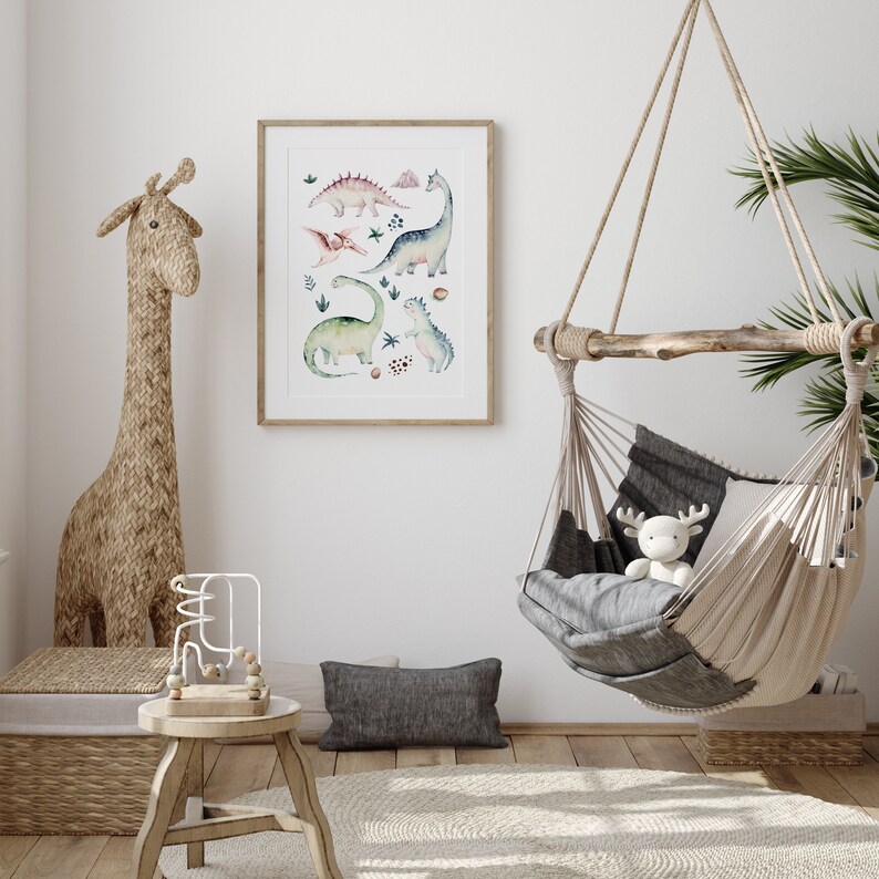 Dinosaur Nursery Wall Art New Baby Gift Dinosaur Nursery Boys Wall Art Botanical Boys Bedroom Decor Nursery Print Dinosaur Poster