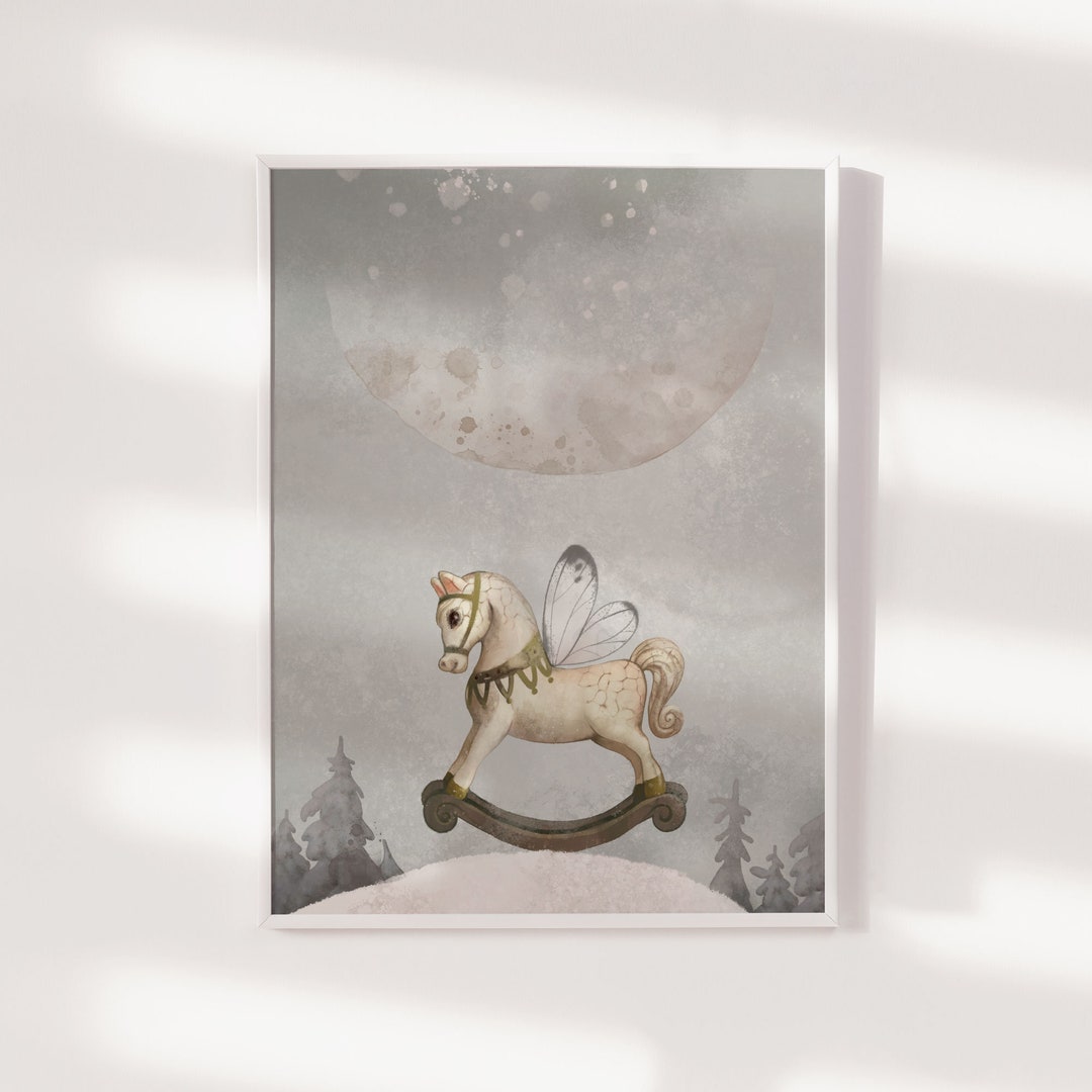 Nursery Print, Nursery Wall Art, Vintage Nursery Decor, Rocking Horse
