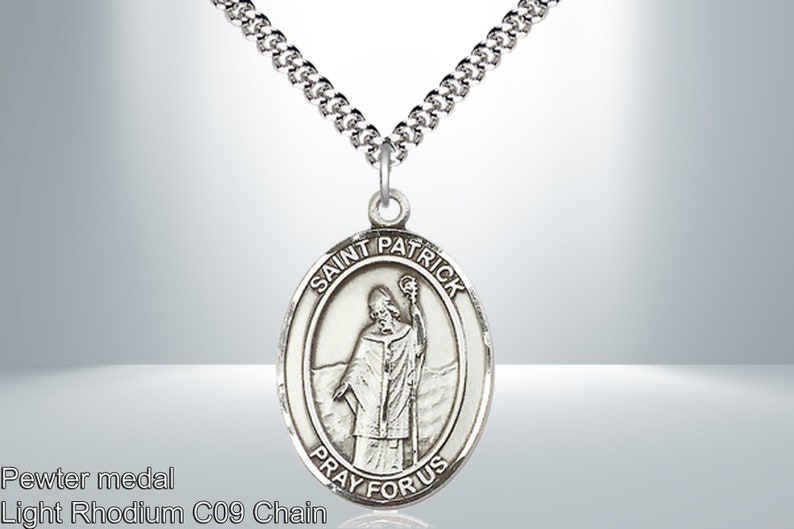 Engraving possible Saint Patrick Pewter Pendant Patron Saint of Snakes Engineers Ireland