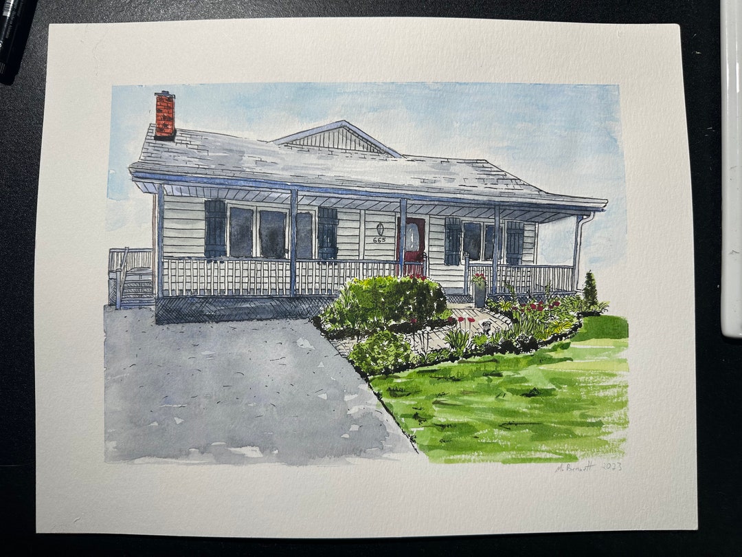 Custom Watercolor House Portrait: Hand-painted Home Illustration - Etsy