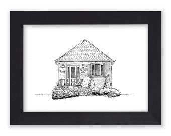 Custom Hand Drawn Ink House Portrait / House Illustration / Housewarming Gift / Realtor Gift