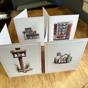 Cartes de voeux vierges faites main pour toutes les occasions - Lot de 4 cartes