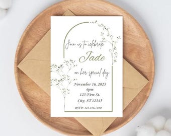 Simple Birthday Invitation Template | Editable Canva Invite (Digital Download)
