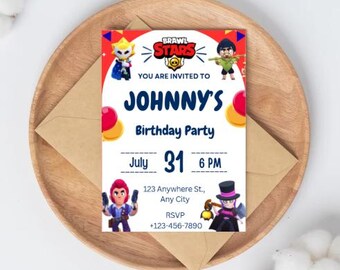 Brawl Stars Birthday Invitation | Editable Canva Party Invite (Digital Download)