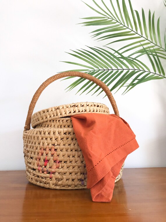 Wicker Picnic Basket with Lid, Large Picnic Basket, C… Gem