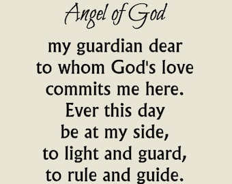 Guardian Angel Prayer Printable, 5x7 8x10 Christian Print, Catholic Angel of God Wall Art, Inspirational