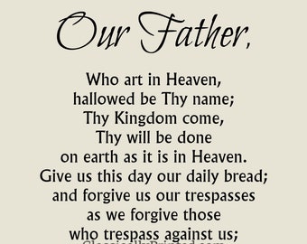 The Lord's Prayer Print, Our Father, 5x7 8x10 Catholic Wall Art, Faith