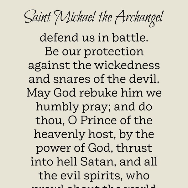 Prayer to Saint Michael the Archangel Print, Instant Download Printable, St. Michael, Catholic Prayer Print, Intercession