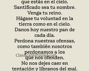 Padre Nuestro Spanish Prayer Print - The Lord's Prayer, Digital Download, Catholic