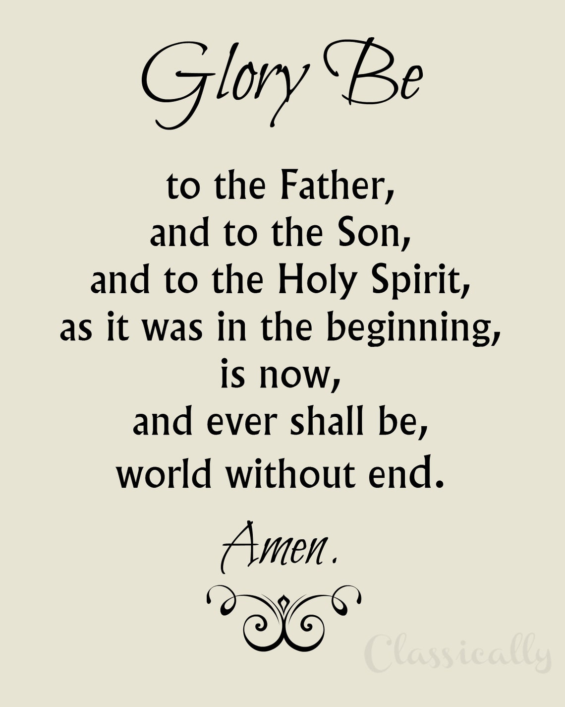 Glory Be Prayer Printable, Catholic Prayer Print, Christian, White or ...