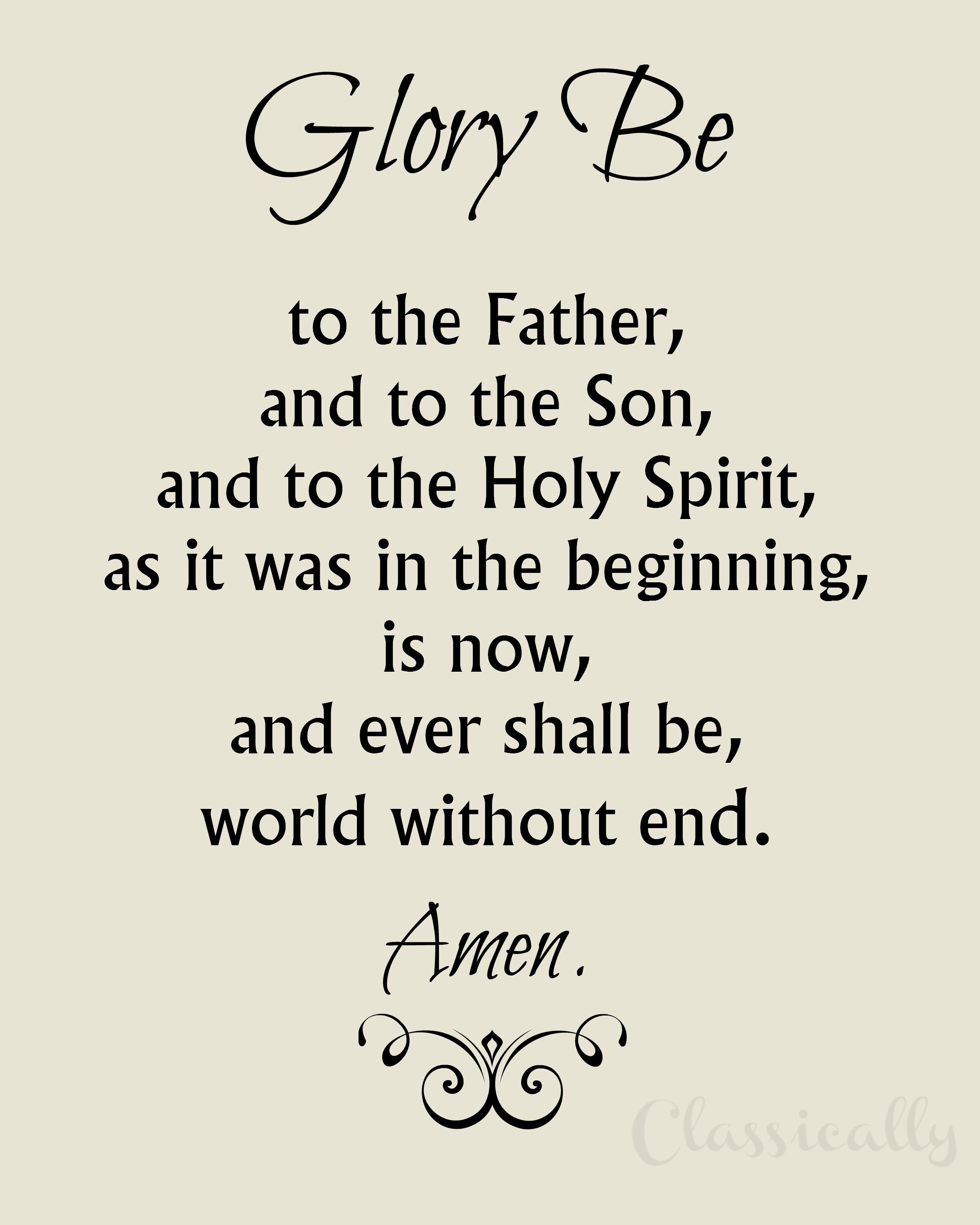Glory Be Prayer Printable, Catholic Prayer Print, Christian, White or ...