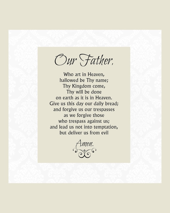 our father prayer print the lords prayer 5x7 8x10 etsy