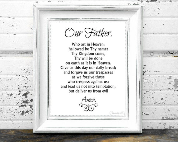 our father prayer printable the lords prayer 5x7 8x10 etsy