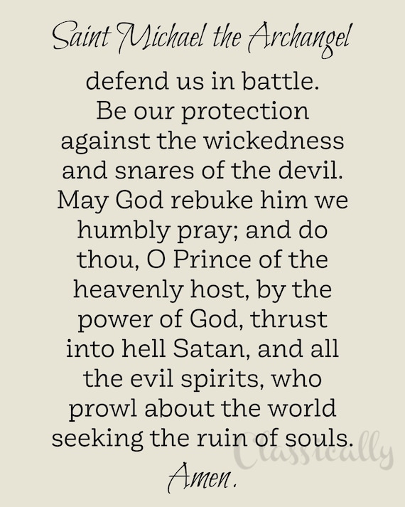 Prayer to Saint Michael the Archangel Print 5x7 or 8x10 Etsy