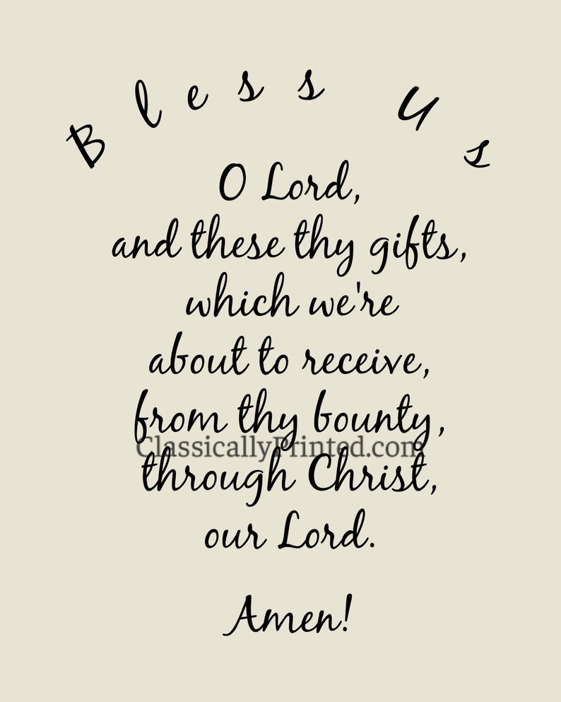 Meal Food Blessing Prayer Printable, 5x7 8x10 DIY Print, Catholic ...