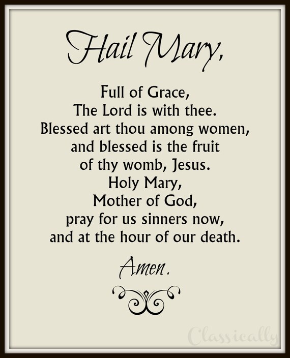 Hail Mary Prayer Print 5x7 0r 8x10 Catholic Prayer First - Etsy