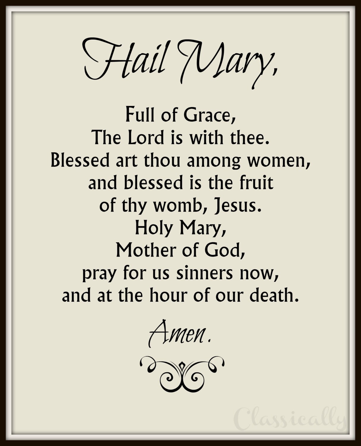 Hail Mary Prayer Print 5x7 0r 8x10 Catholic Prayer First Communion Gift Etsy