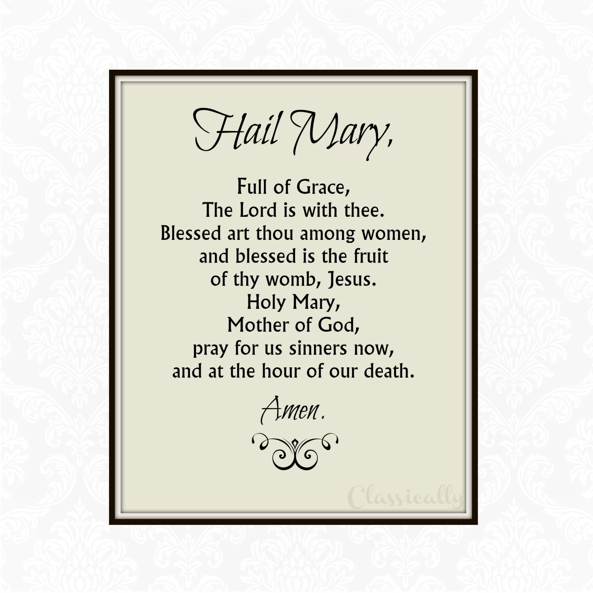 Hail Mary Prayer Printable Catholic Rosary Prayer Print 5x7 Etsy