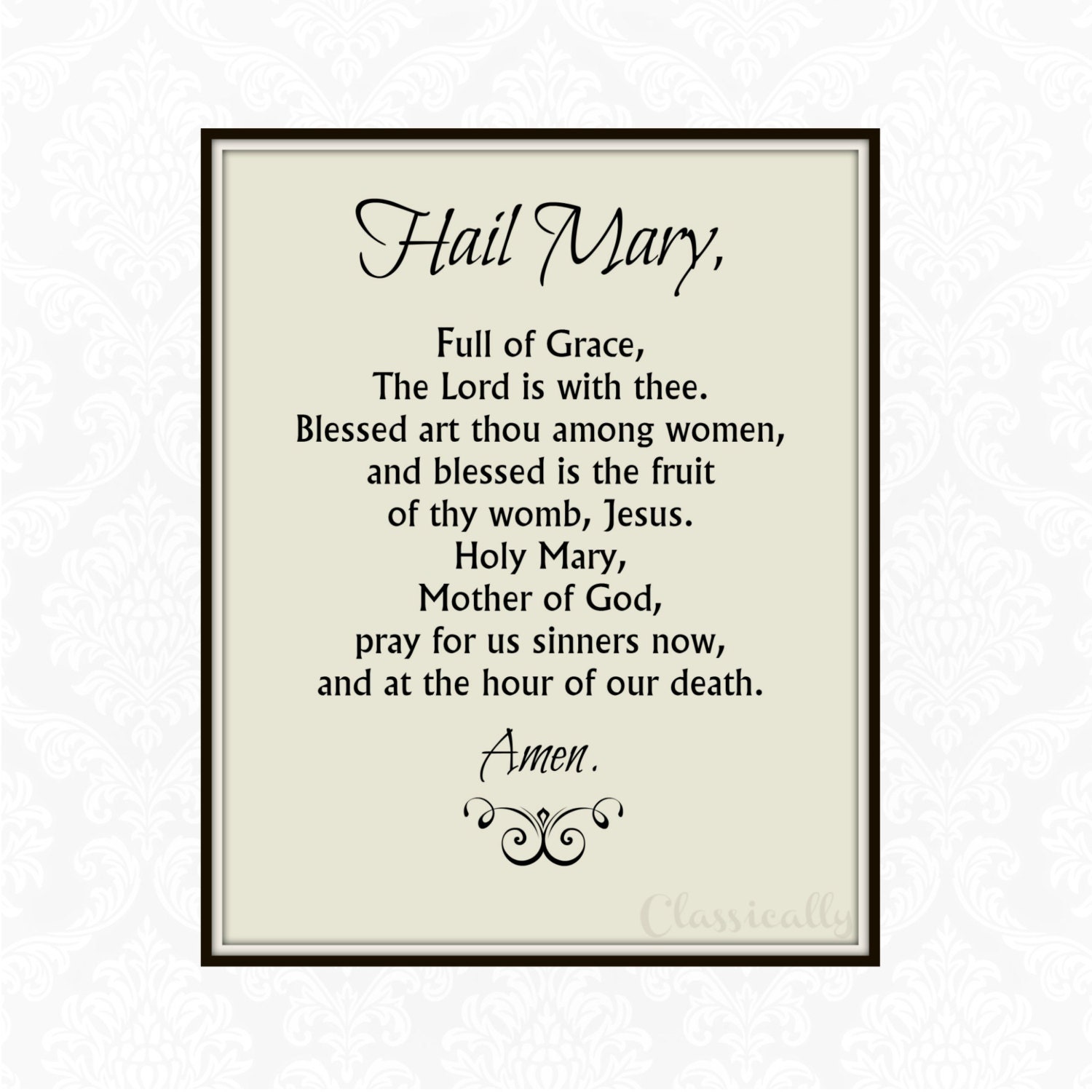 Hail Mary Prayer Print 5x7 0r 8x10 Catholic Prayer First Etsy