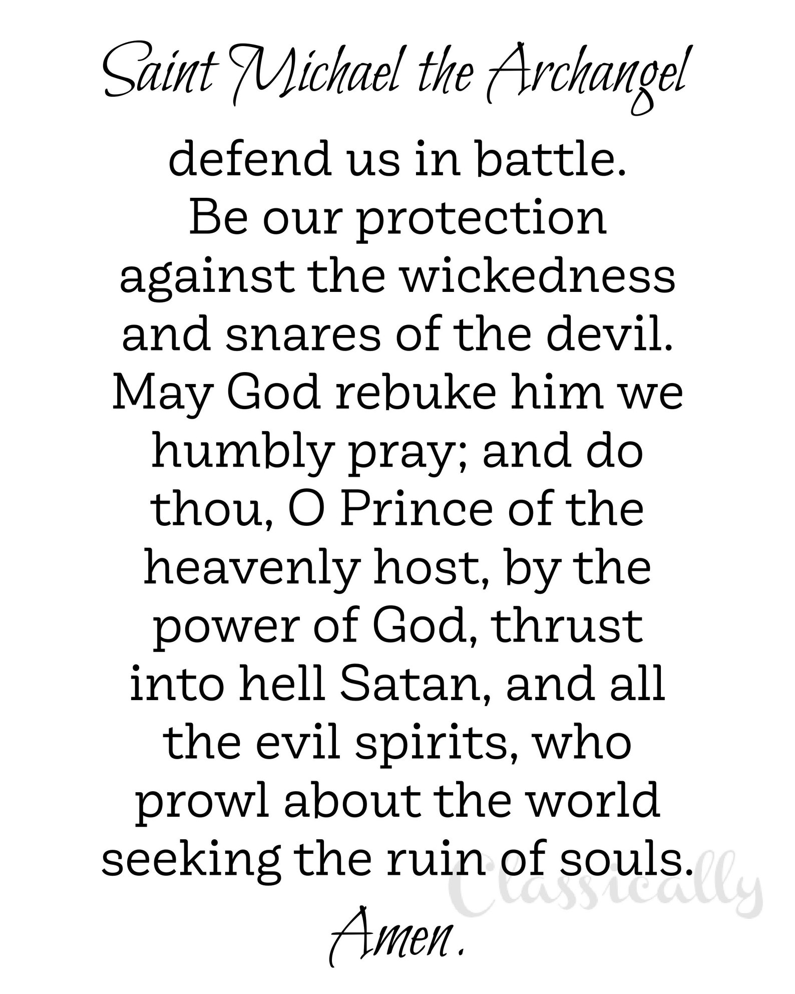 Prayer to Saint Michael the Archangel Print, Instant Download Printable