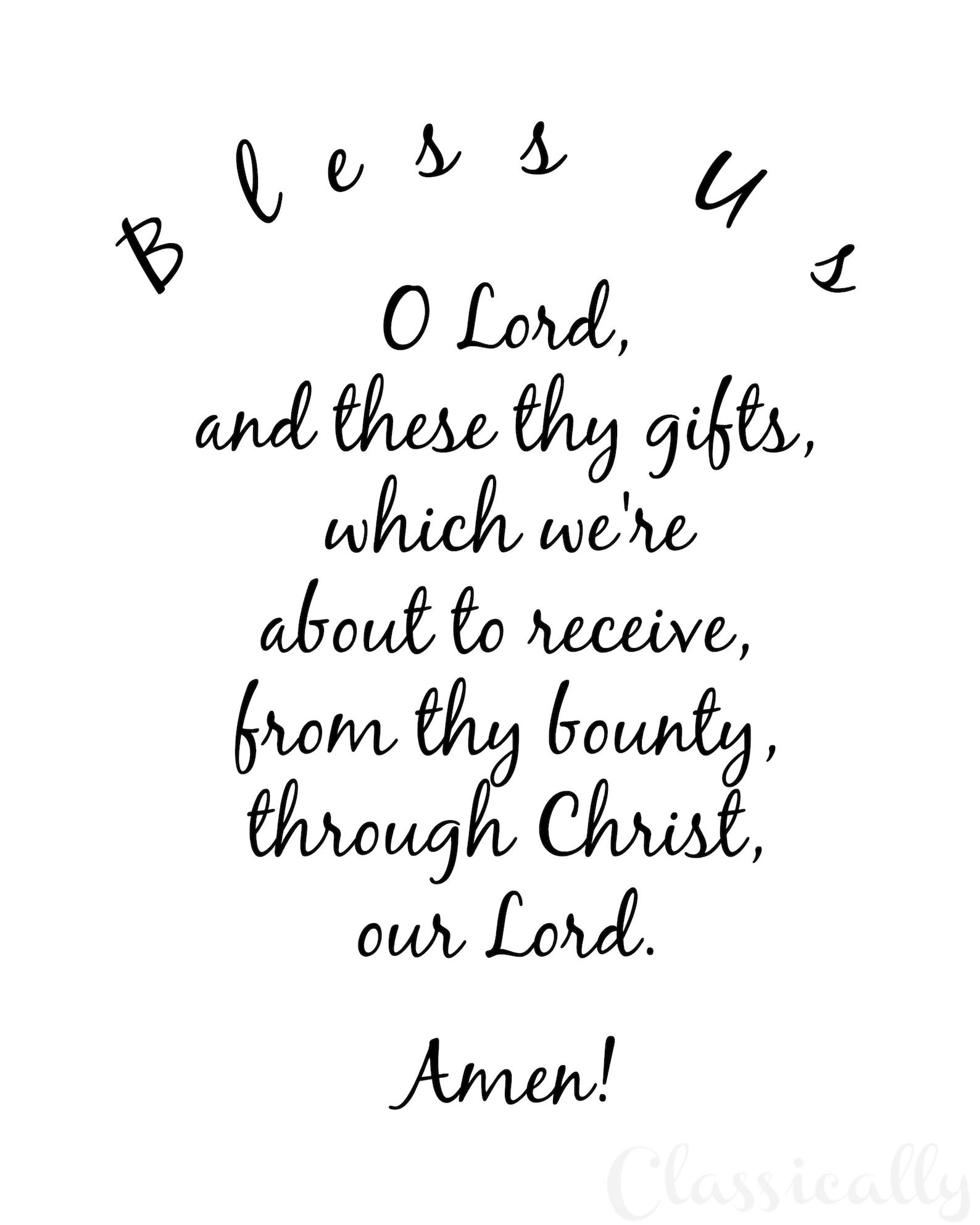 Grace Before Meals Blessing Print 8x10 Catholic Prayer Etsy