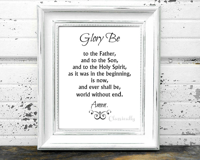 Glory Be Prayer Printable, Catholic Prayer Print, Christian, White or ...