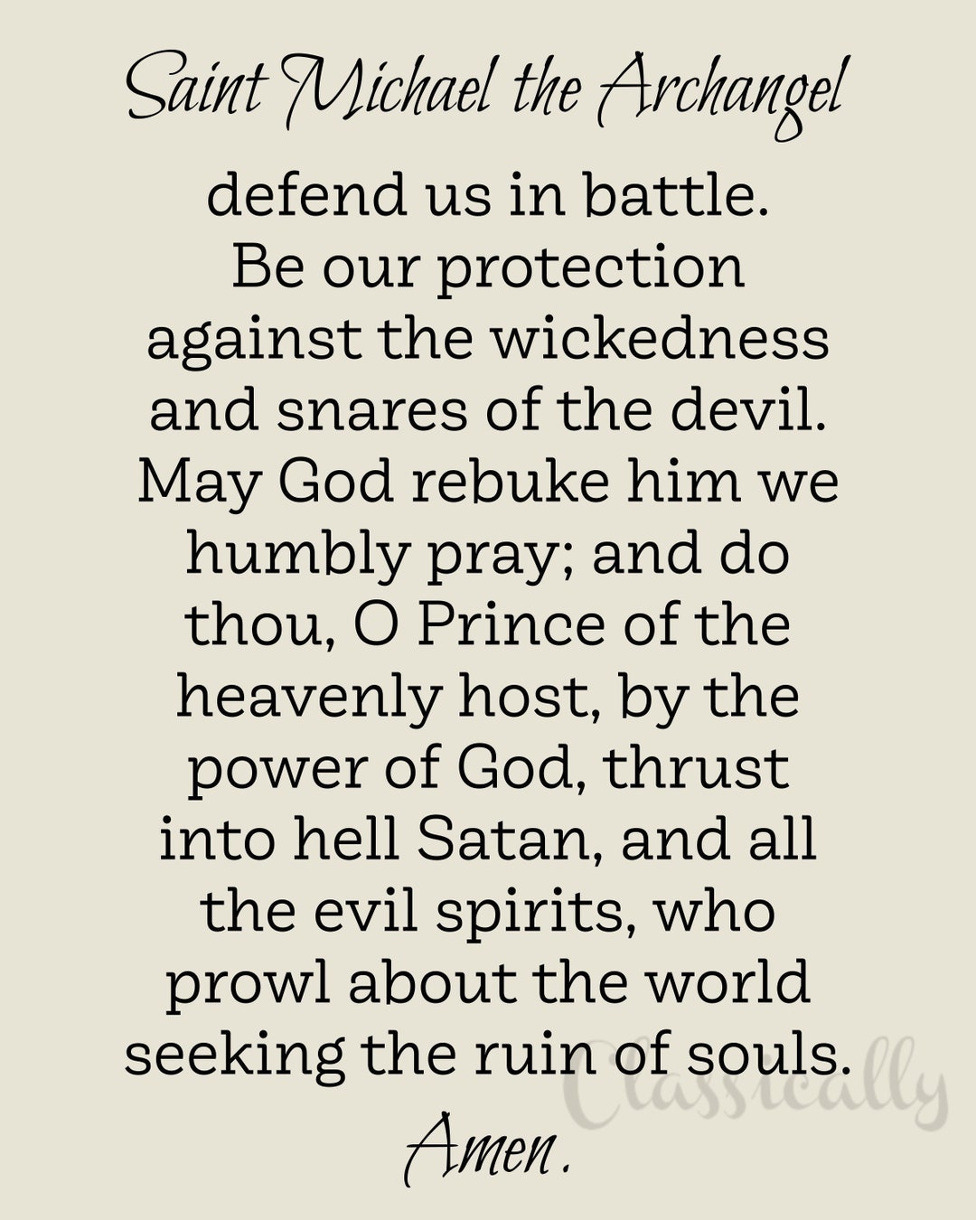 Prayer to Saint Michael the Archangel Print, Instant Download Printable