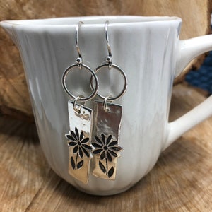 Artisan Fine Silver Bar Statement Dangle Earrings