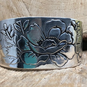 Fine Silver Rose Cuff