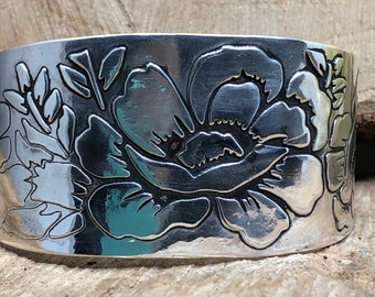 Fine Silver Rose Cuff