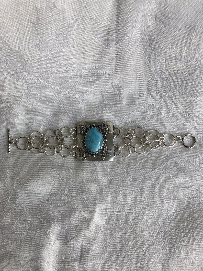 Silver Artisan Larimar Stone Bracelet