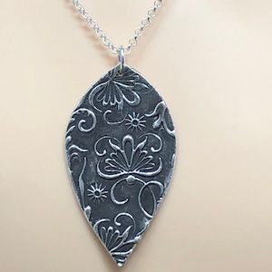 Fine Silver Floral Statement Pendant Necklace