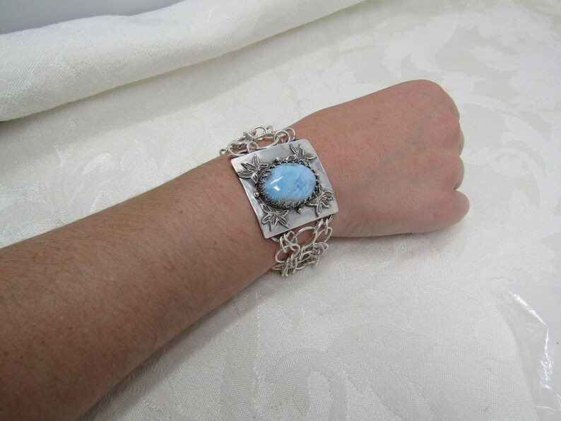 Silver Artisan Larimar Stone Bracelet