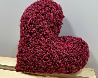 Red Heart Shaped Pillow, Valentine's Day Decor Pillow, Crochet Heart Pillow, Black Heart Pillow, Crochet Throw Pillow, Mother's Day Gift