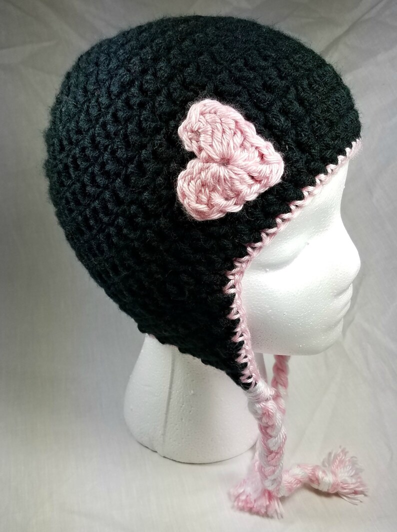 Girl/'s Heart Pink Hat ToddlerChild Crochet Girl Hat Beanie Cap Child size Crochet Winter Hat Photo Prop