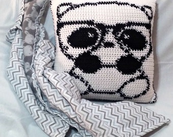 Pattern Only, Crochet Panda Pillow Case Pattern, Tutorial, Crochet Bear Cushion Pattern, Crochet Pillow Cover