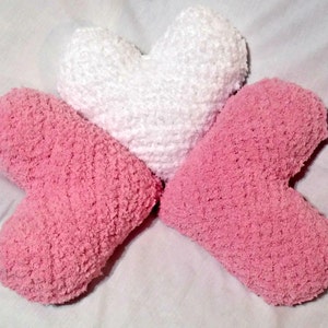 Crochet Heart Pillow,  Soft Fuzzy Pillow, Valentine&#39;s Day, Crochet Heart Plush, Mother&#39;s Day, Plush Accent Pillow, heart throw pillow