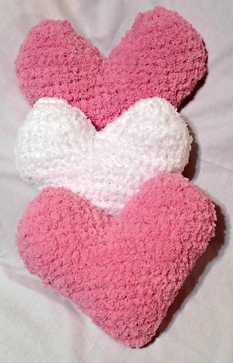 Download Crochet Heart Pillow Soft Fuzzy Pillow Valentine's Day | Etsy