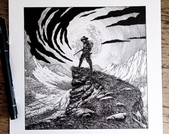 Limited Edition Print Resistance by Moonlight illustration hand drawn pen and ink art
