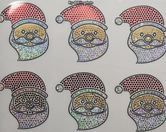 Santa Claus Bling transfert combo ensemble de 6 sequins de fer sur Decal hot fix