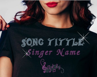 Benutzerdefiniertes Bling Konzert-Hemd Benutzerdefiniertes Song-Hemd Personalisiertes Lyrisches Hemd Musik-Festival-Behälter-Spitzen-Konzert-T-Stück Trendy Lied-T-Shirt Fant-stück