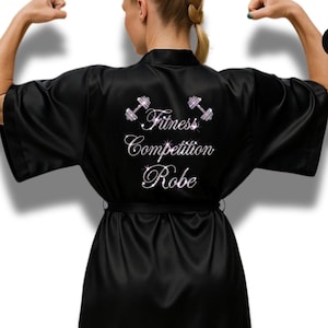 Custom Bling Satin Robe for Fitness Competitor, Personalized bling Logo Personalized Glamour for Stage Performances
