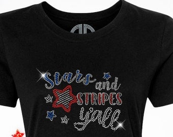 Star and stripes Bling Shirt, Holographic sequin Tank Top, Happy 4th of July USA American Bling glossy Glitter Patriotic Sparkly Flag Tee.